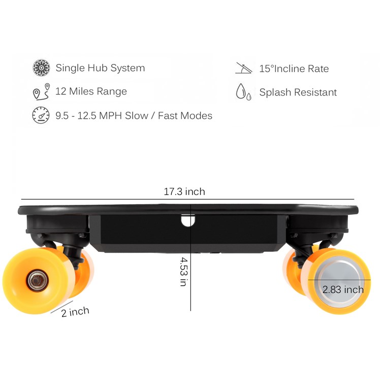 Detachable 4400mAh Battery 4-wheel Electric Skateboard Remote Control Slide Board - Orange / UK Plug-10