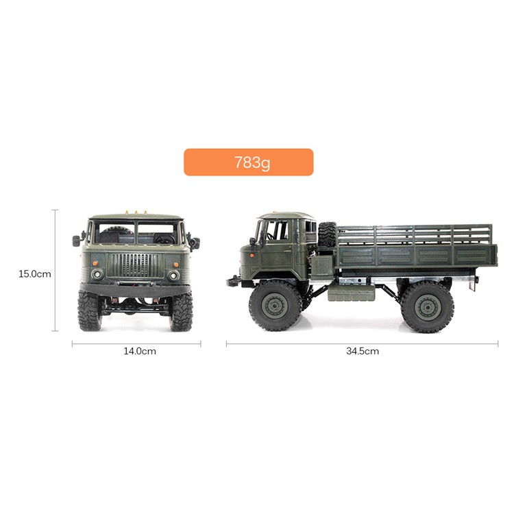 WPL B-24 1/16 Scale Remote Control Military Truck 4-wheel RC Car Model Gift Toy - Army Green-5