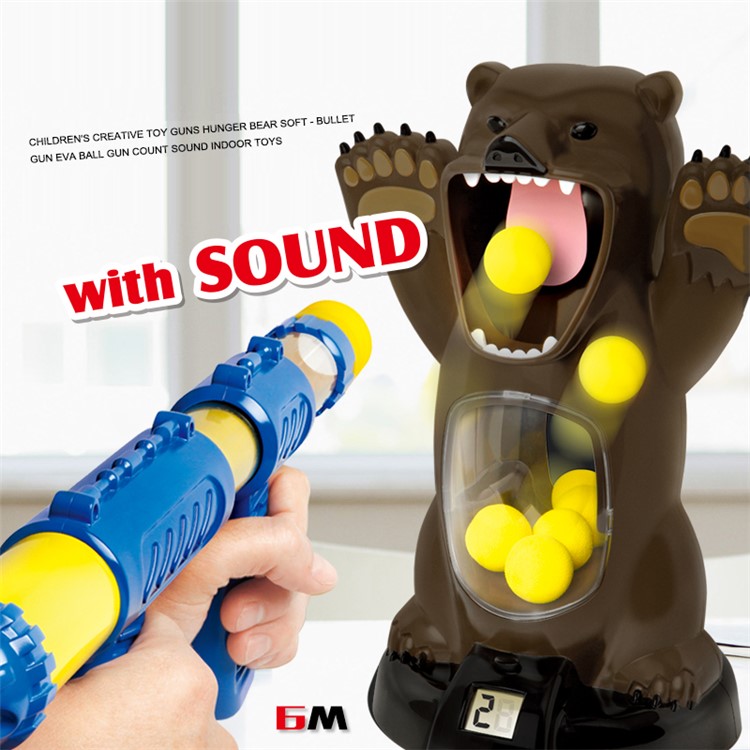 Hungry Bear Target Electronic Shooting Game with Sound 5 Foam Balls and Air Powered Gun Boy Safety Game-2