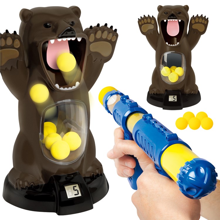 Hungry Bear Target Electronic Shooting Game with Sound 5 Foam Balls and Air Powered Gun Boy Safety Game-3