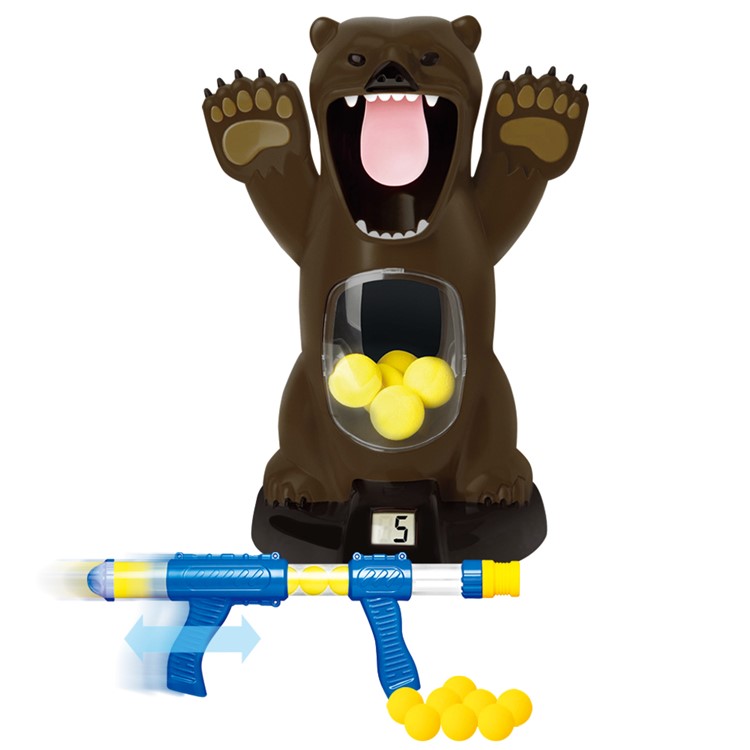 Hungry Bear Target Electronic Shooting Game with Sound 5 Foam Balls and Air Powered Gun Boy Safety Game-7