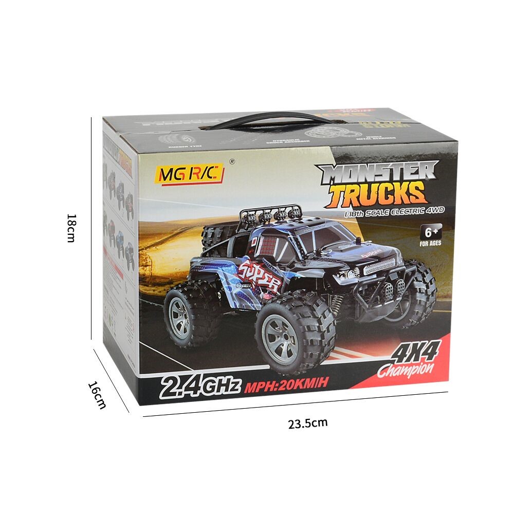 20km / H 1: 18 2.4G Remote Control Car RC RC Monstro Monstro Veículo Off-Road - Azul