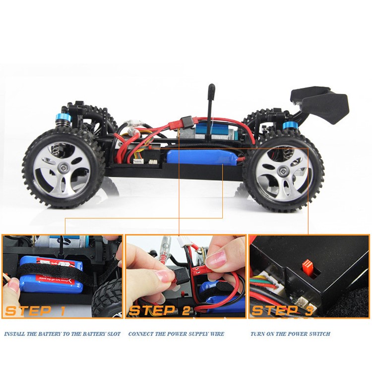 WLTOYS A959 High Speed ??1:18 Scale RTR Racing 2.4 G 4WD Electric Power Buggy - Vermelho / UE Plug-2