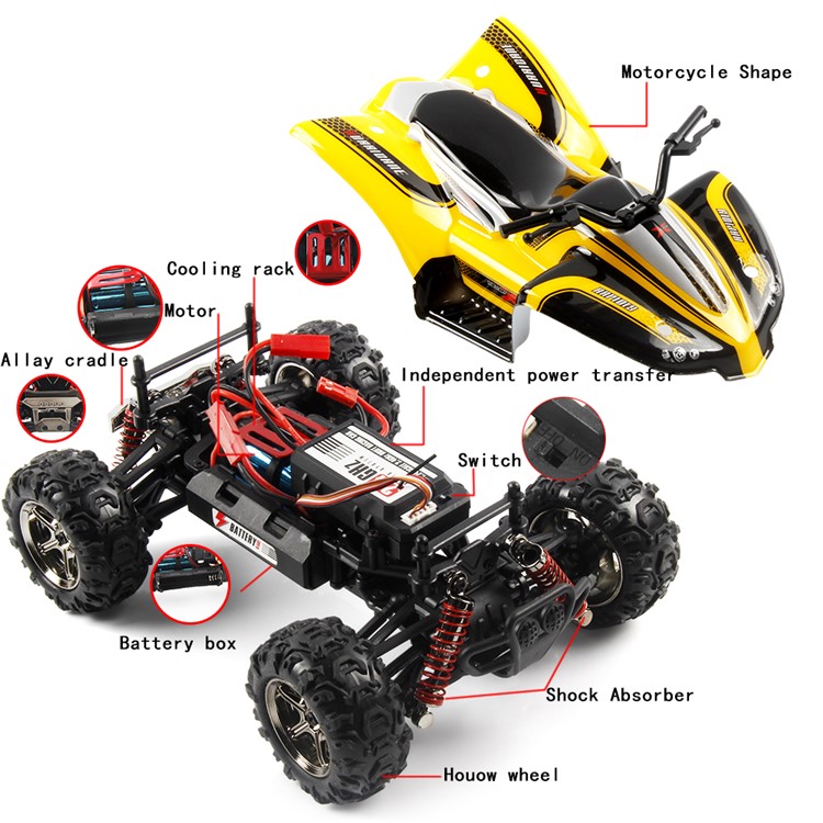 1:24 2.4G Remote Control 4WD RC Car 40km/h High Speed Drift Car Toy - Red-3