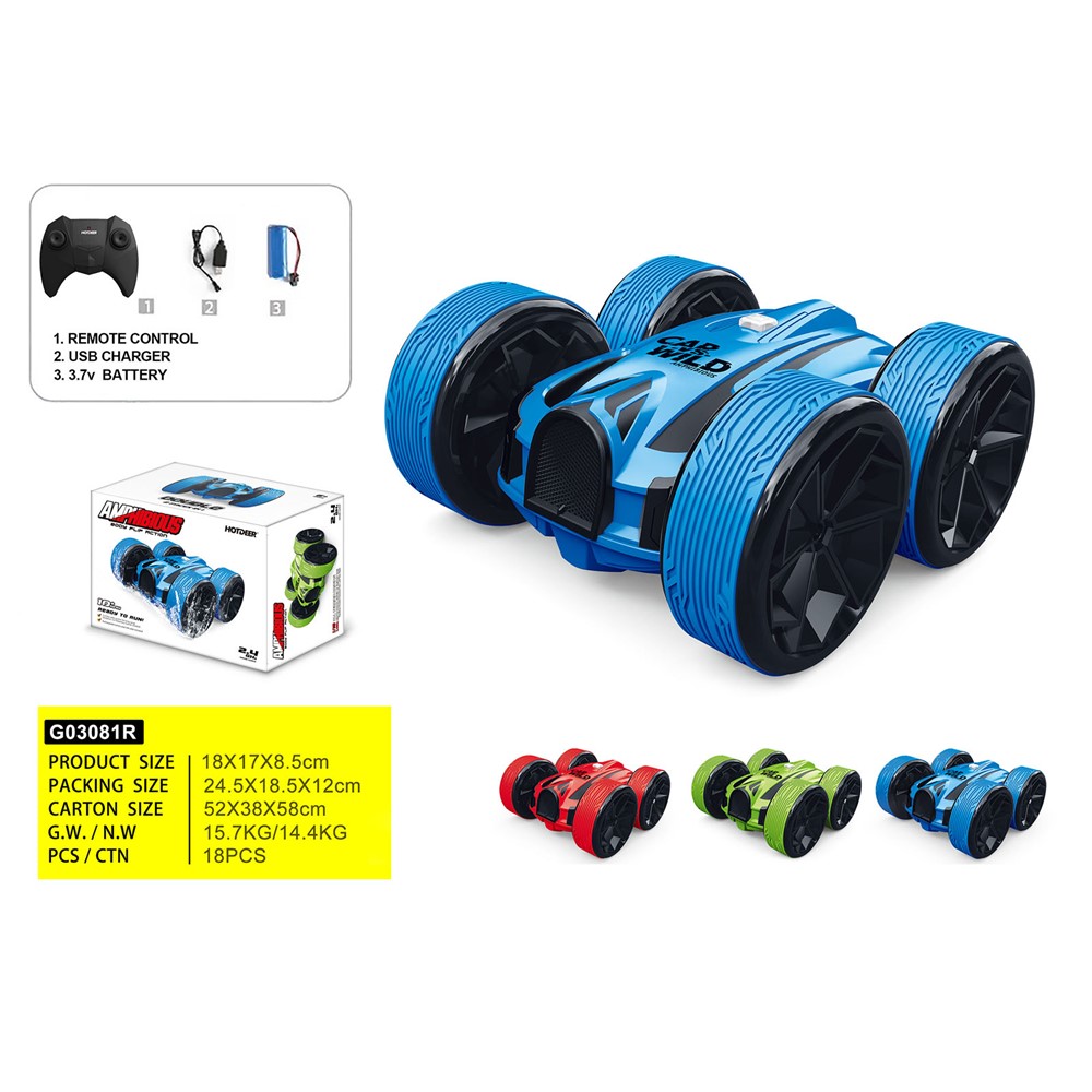G03081R 2.4G Electric Double-sided RC Racing Car Four-wheel Drive Amphibious Stunt Car Toy for Kids - Green-6