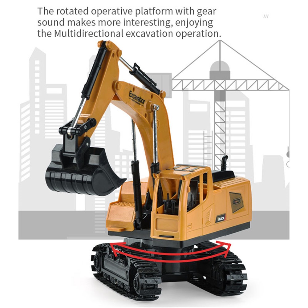 105A Remote Control Excavator Toy Rechargeable Engineering Digger Digshell Construction Vehicle Toy Gift - Brown-2
