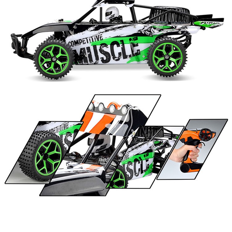 Electric Remote Control Truck 2.4G 1:18 4WD High Speed Off-road Monster Hobby Truggy Toys - Green-6