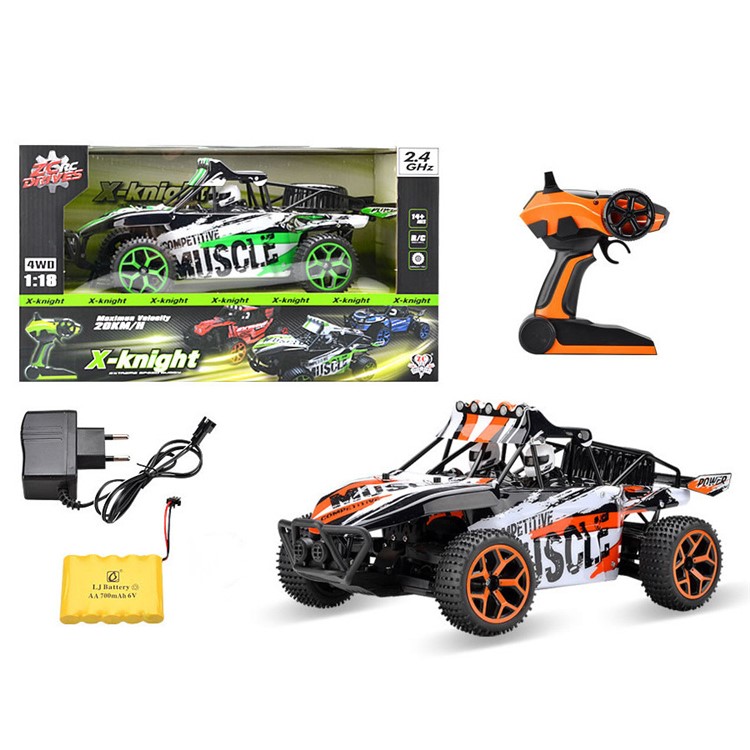 Electric Remote Control Truck 2.4G 1:18 4WD High Speed Off-road Monster Hobby Truggy Toys - Green-7