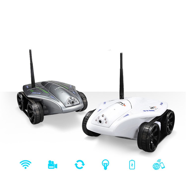 GOLD LIGHT 777-325 WiFi Control 0.3MP Camera SPY RC Tank Support iOS Android Operation - White / EU Plug-8