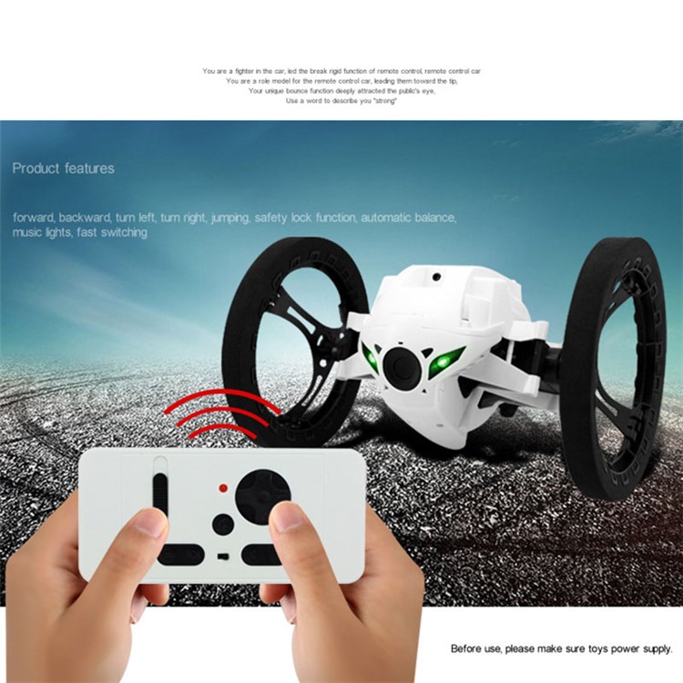 2.4GHz Jumping Stunter RC Bounce Car with Flexible Wheels and LED Light - White-5
