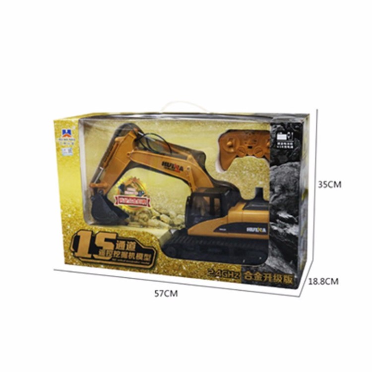 HUI NA 1550 2.4GHz 15CH Engineering Electric Excavator 1/12 Metal RC Car Toy Construction Truck - Yellow-11
