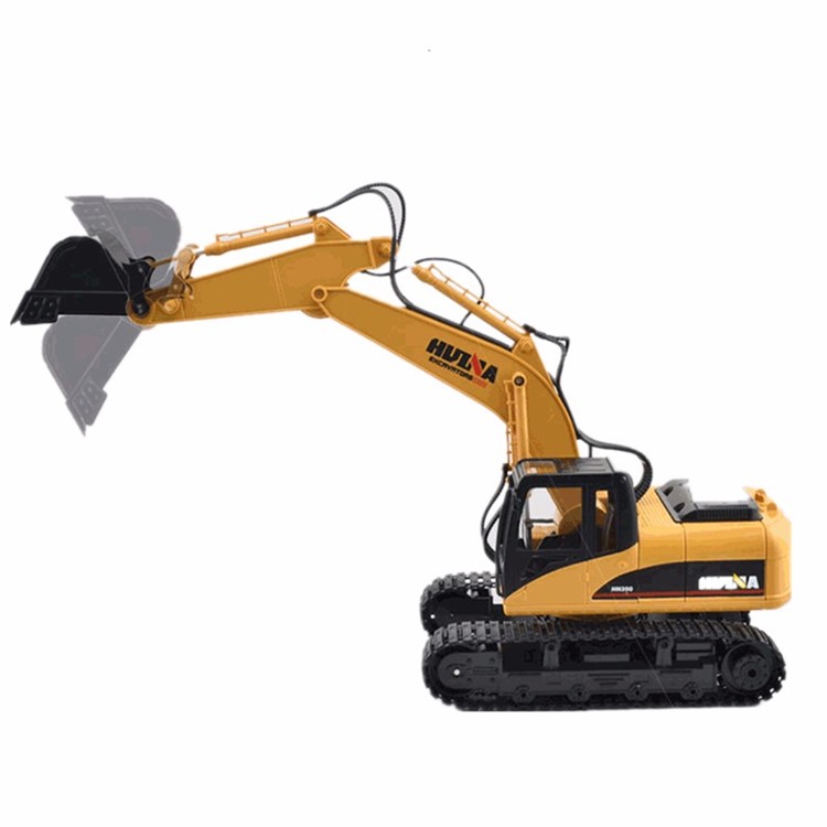 HUI NA 1550 2.4GHz 15CH Engineering Electric Excavator 1/12 Metal RC Car Toy Construction Truck - Yellow-4