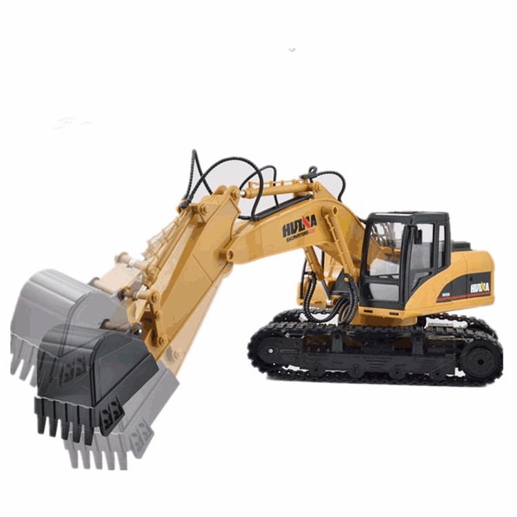 HUI NA 1550 2.4GHz 15CH Engineering Electric Excavator 1/12 Metal RC Car Toy Construction Truck - Yellow-8