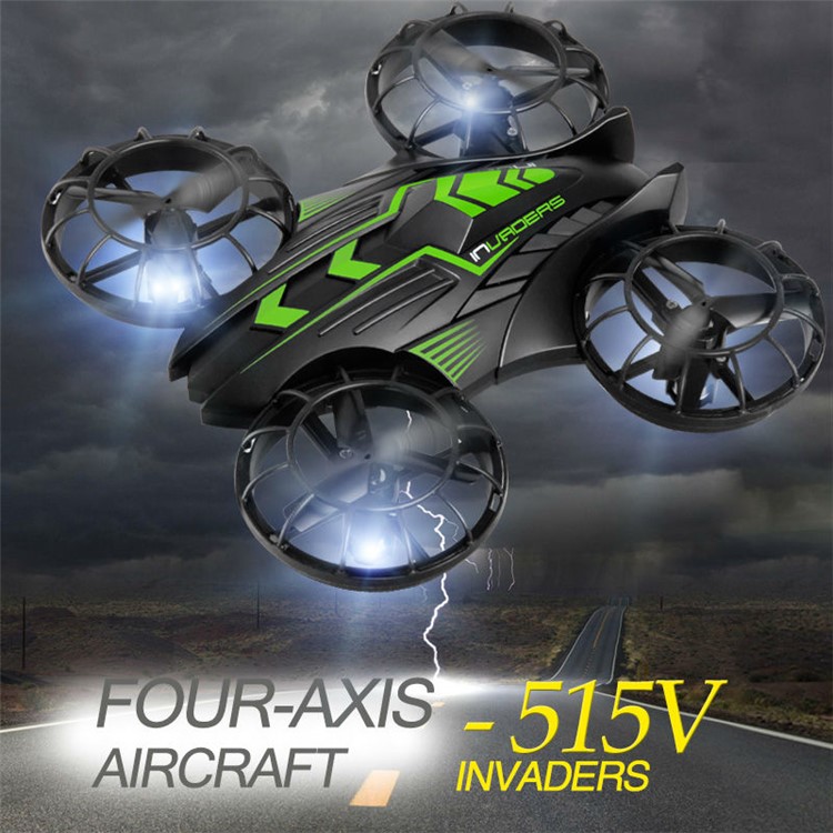 515V 2.4G 4-Axis Headless Mode 3D Flip RC Quadcopter with 0.3MP Camera and LED Light - Black + Green-1