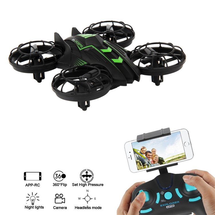 515W 2.4G 4-Axis Headless Mode 3D Flip RC Quadcopter with WiFi 2MP Camera and LED Light - Black + Green-2