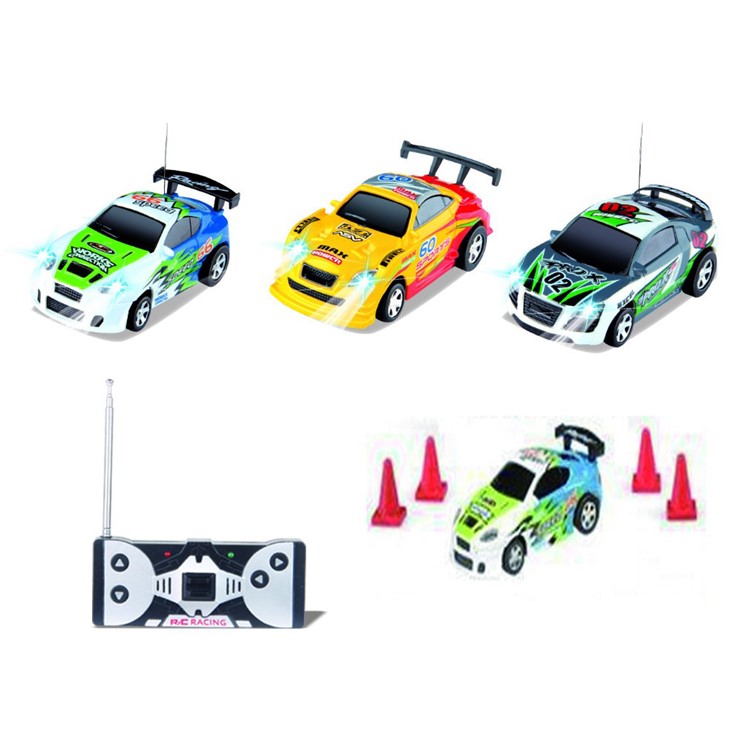 Coke Can RC Car Radio Remote Control Racing Car Toy for Kids with 4PCS Road Blocks-10