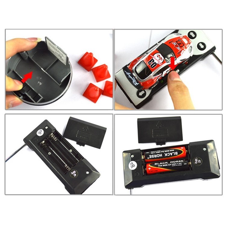 Coke Can RC Car Radio Remote Control Racing Car Toy for Kids with 4PCS Road Blocks-7