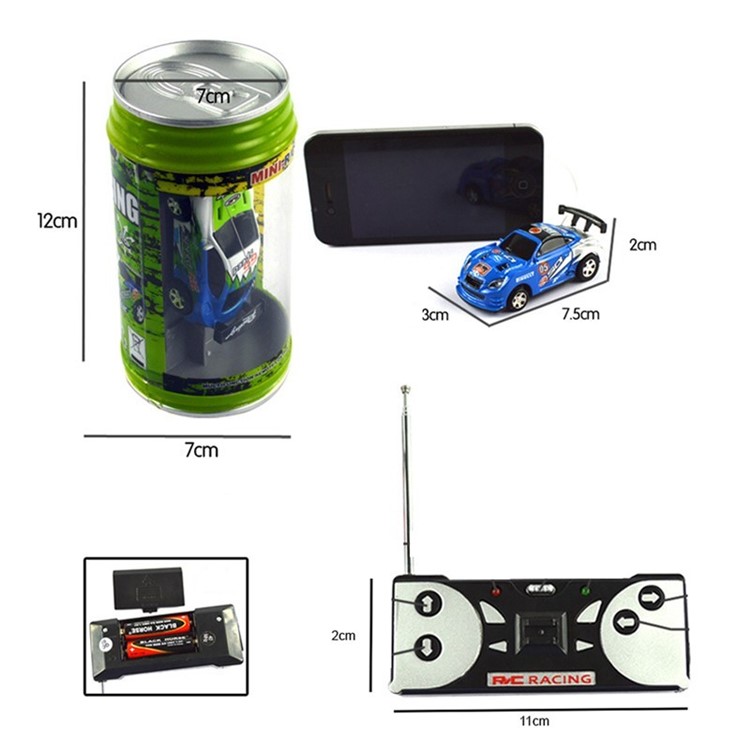 Coke Can RC Car Radio Remote Control Racing Car Toy for Kids with 4PCS Road Blocks-8