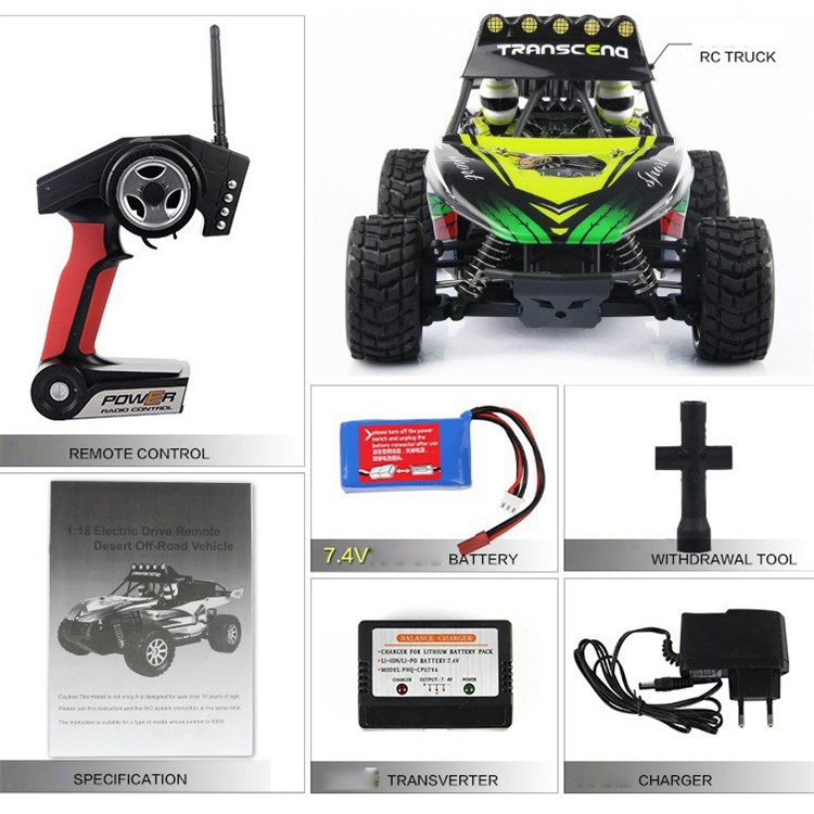 WLTOYS K929 1:18 50km/h High-speed Desert 4WD Off-Road Vehicle RC Car Toy - Green / EU Plug-6