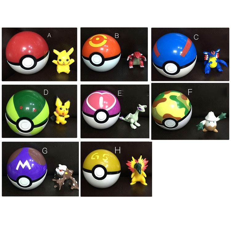 Pokemon Pokeball Kids Toys 8Pcs 7cm Balls + 8Pcs Figures Characters-1