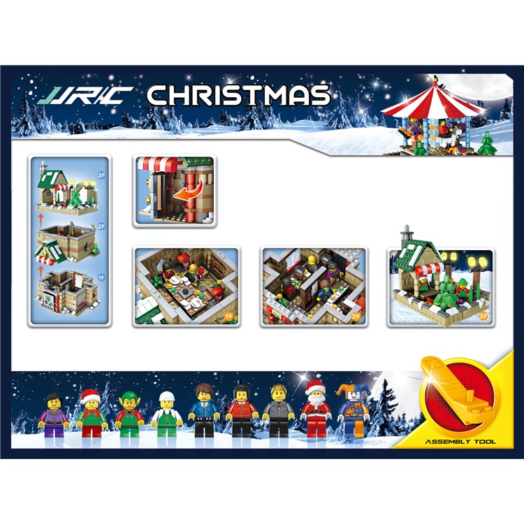 JJRC 1003 1595Pcs Christmas Carousel Building Block Toy Set Educational Brick Toy-3