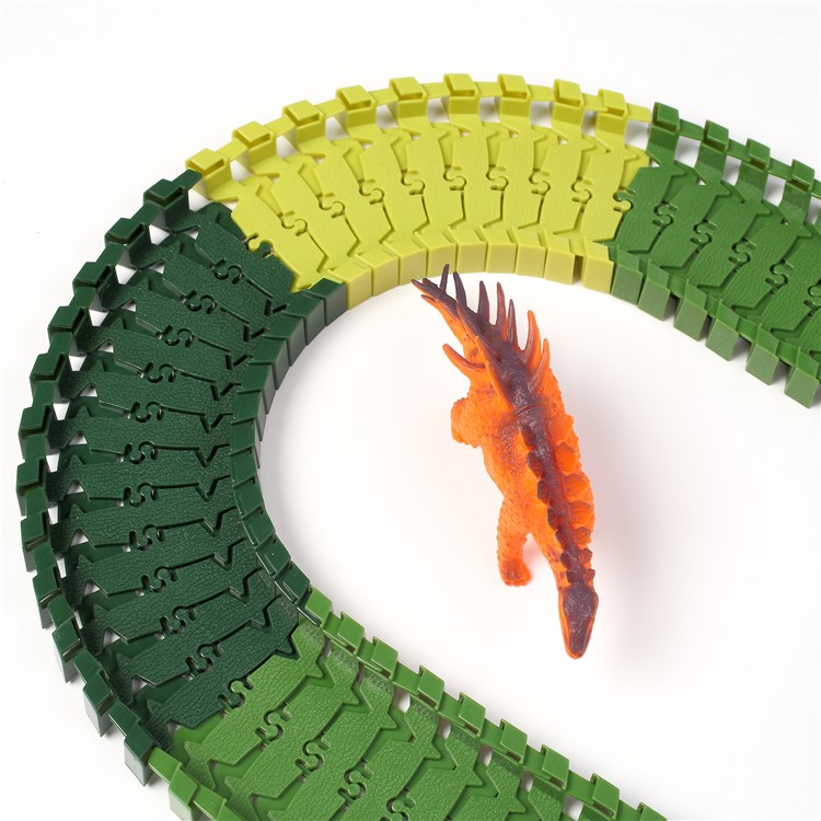 100Pcs DIY Flexible Racing Car Rail Tracks Dinosaur Models Kits Toys Gifts for Children-10