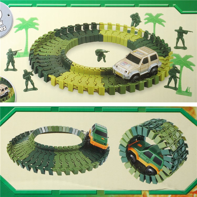 96Pcs DIY Flexible Race Car Tracks Toys Funny Military Model Tracks Set Christmas Gift for Children-6