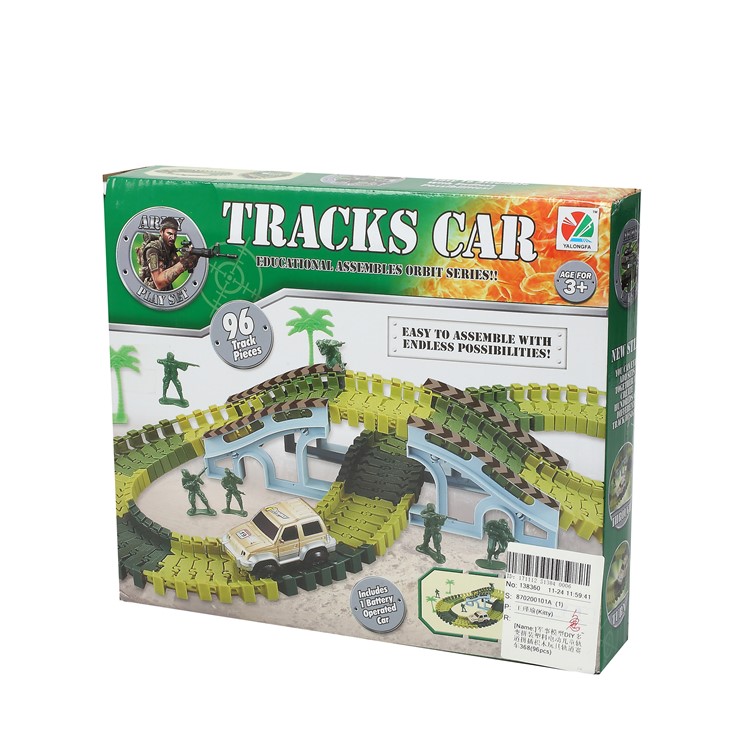 96Pcs DIY Race Car Tracks Toys Flexible Military Model Tracks Set Christmas Gift for Kids-13