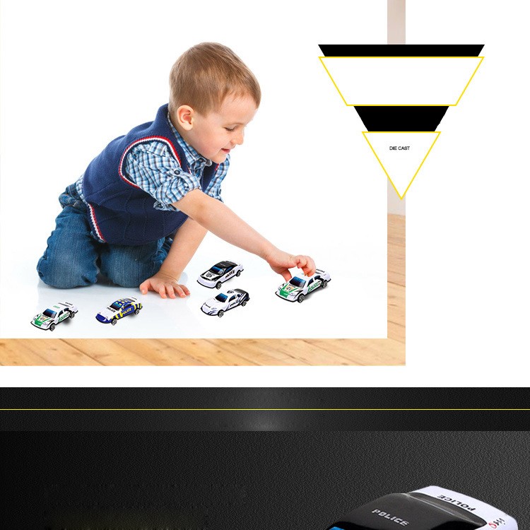 4Pcs/Set 1:64 Metal Alloy Die-cast Cars Cartoon Police Series Mini Car Toys for Children - Police Cars-5