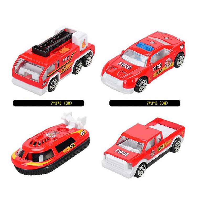 6Pcs/Set 1:64 Metal Alloy Die-cast Cars Emergency Fire Rescue Series Mini Car Toys for Children-3