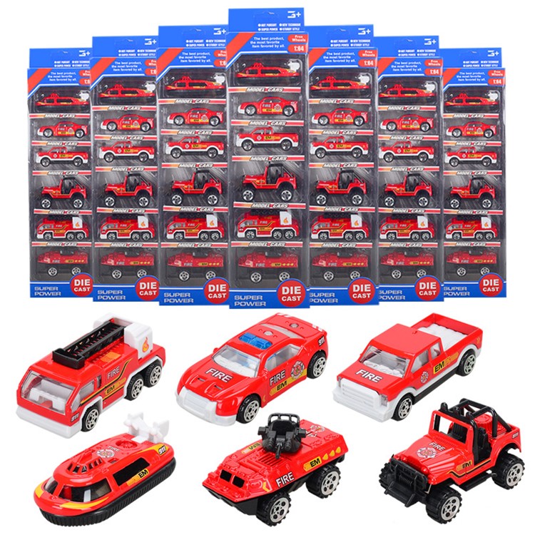 6Pcs/Set 1:64 Metal Alloy Die-cast Cars Emergency Fire Rescue Series Mini Car Toys for Children-8