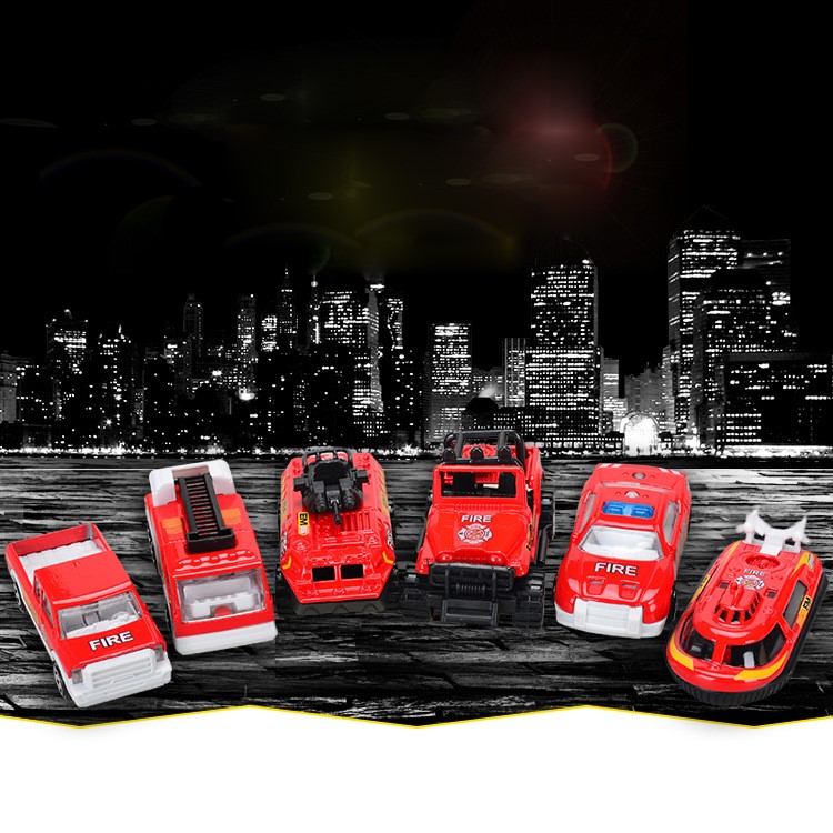 6Pcs/Set 1:64 Metal Alloy Die-cast Cars Emergency Fire Rescue Series Mini Car Toys for Children-9