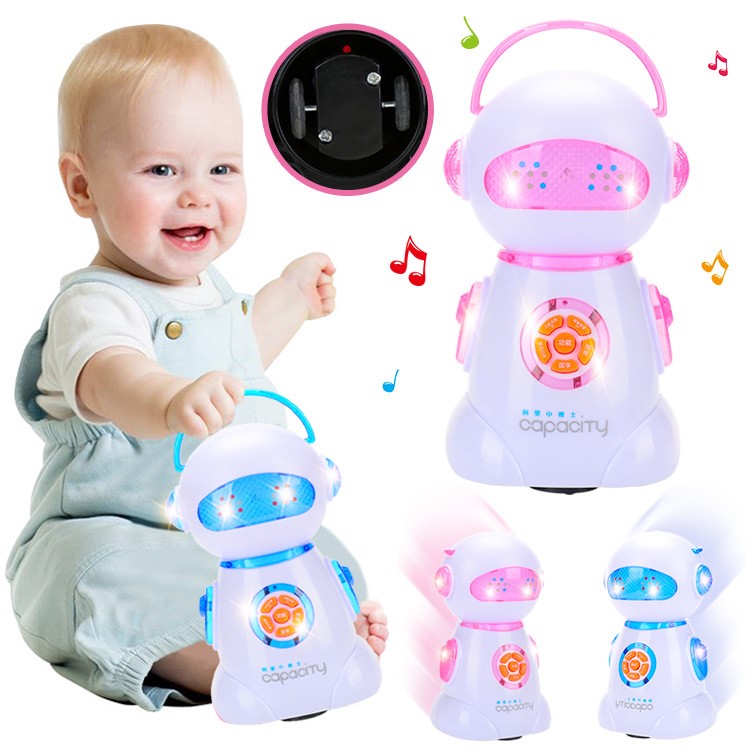 Cartoon Pattern Electronic Music Audio Story Robot Toy for Boys & Girls - Pink-1