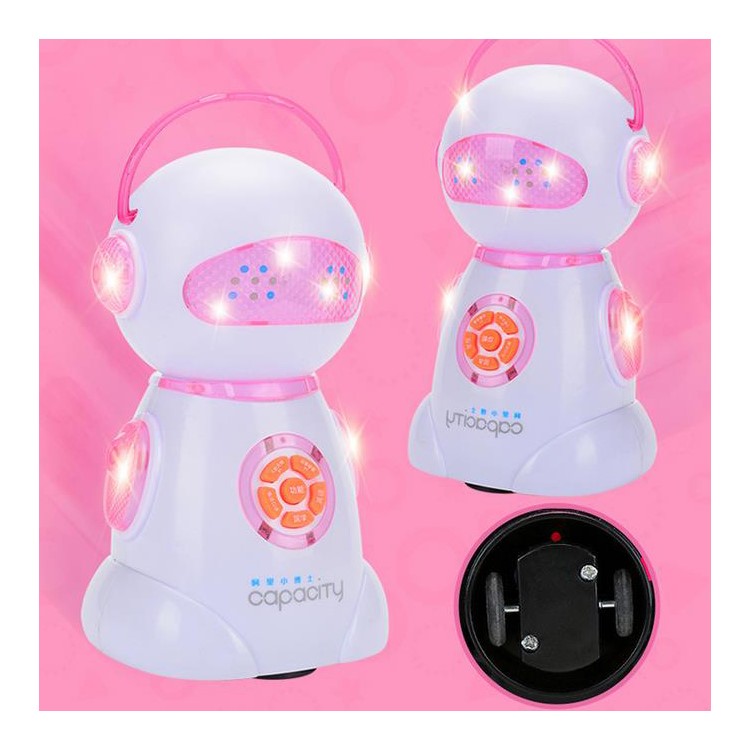 Cartoon Pattern Electronic Music Audio Story Robot Toy for Boys & Girls - Pink-3