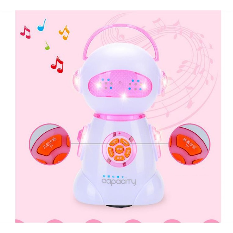 Cartoon Pattern Electronic Music Audio Story Robot Toy for Boys & Girls - Pink-4
