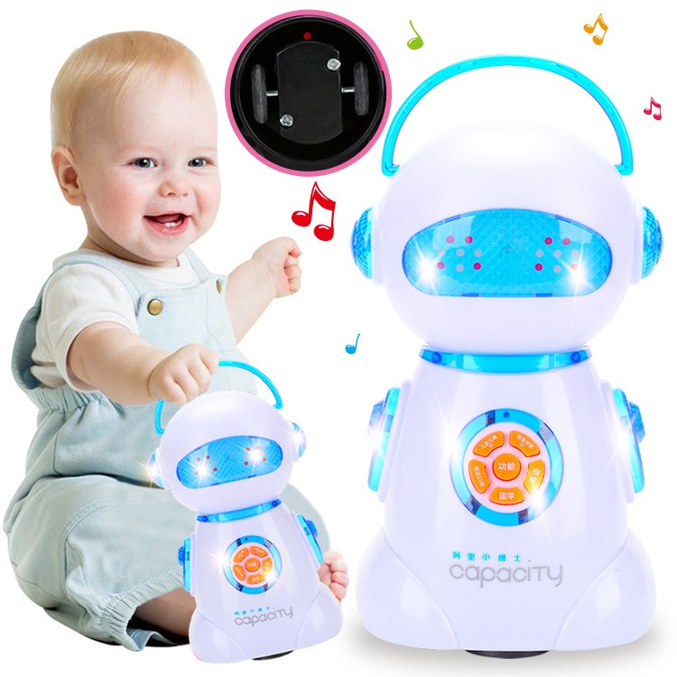 Cute 360° Body Spinning Flashing Lights Music Robot Toy for Kids - Blue-1