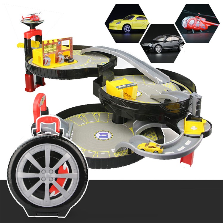 Tragbare 3-Level-Radspur Auto Parkplatz Montage Auto Track Spielzeug-Set-1