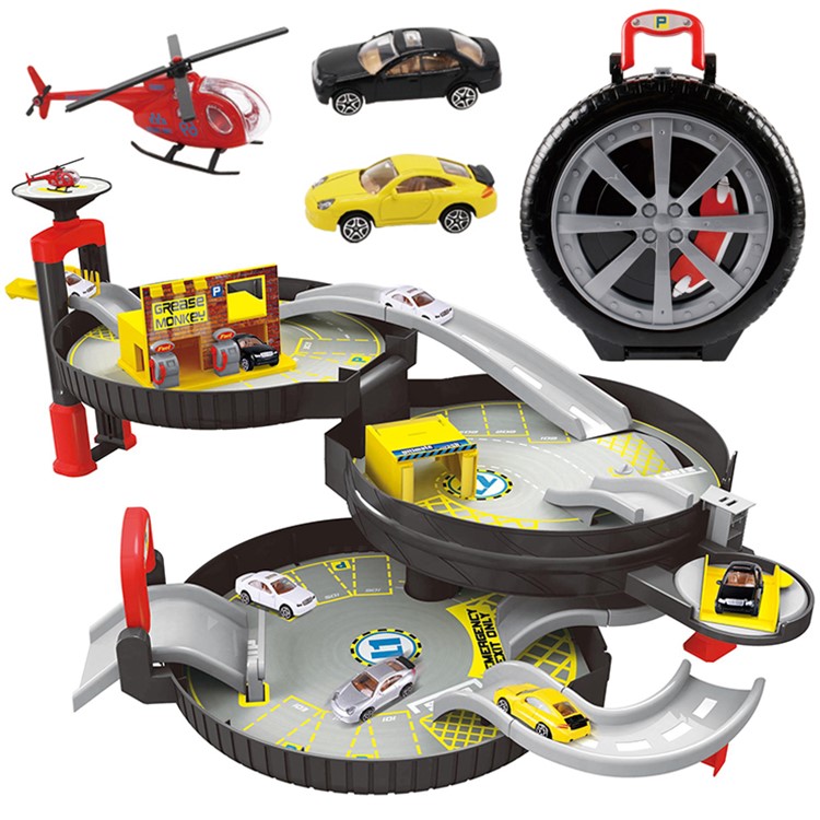 Tragbare 3-Level-Radspur Auto Parkplatz Montage Auto Track Spielzeug-Set-2