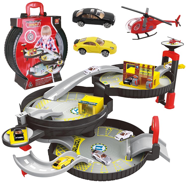Tragbare 3-Level-Radspur Auto Parkplatz Montage Auto Track Spielzeug-Set-3
