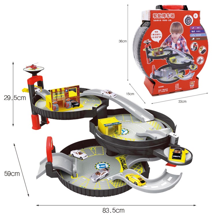 Tragbare 3-Level-Radspur Auto Parkplatz Montage Auto Track Spielzeug-Set-6