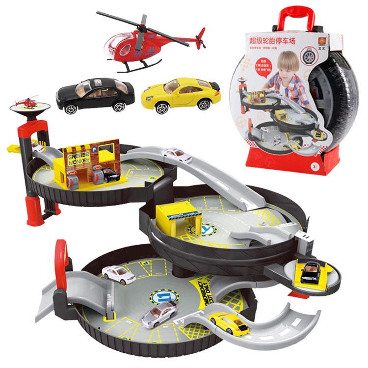 Tragbare 3-Level-Radspur Auto Parkplatz Montage Auto Track Spielzeug-Set-8