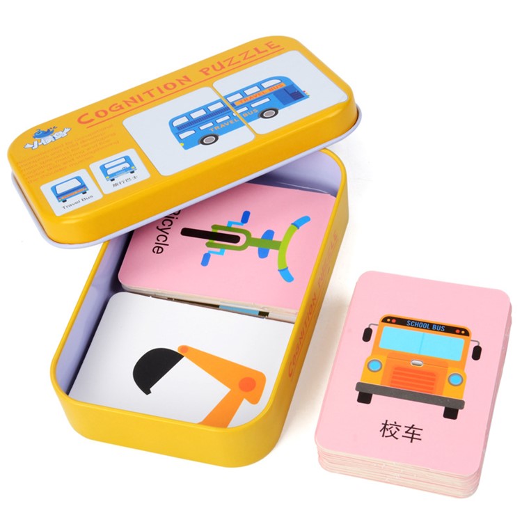 Baby Kids Cards Matching Game Cognitive Card Set Pair Puzzle Cognition Puzzle Toys Game Box - Vehicles-1