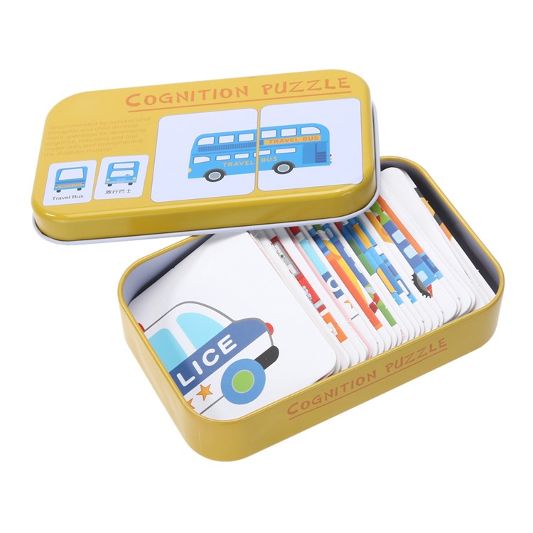 Baby Kids Cards Matching Game Cognitive Card Set Pair Puzzle Cognition Puzzle Toys Game Box - Vehicles-4