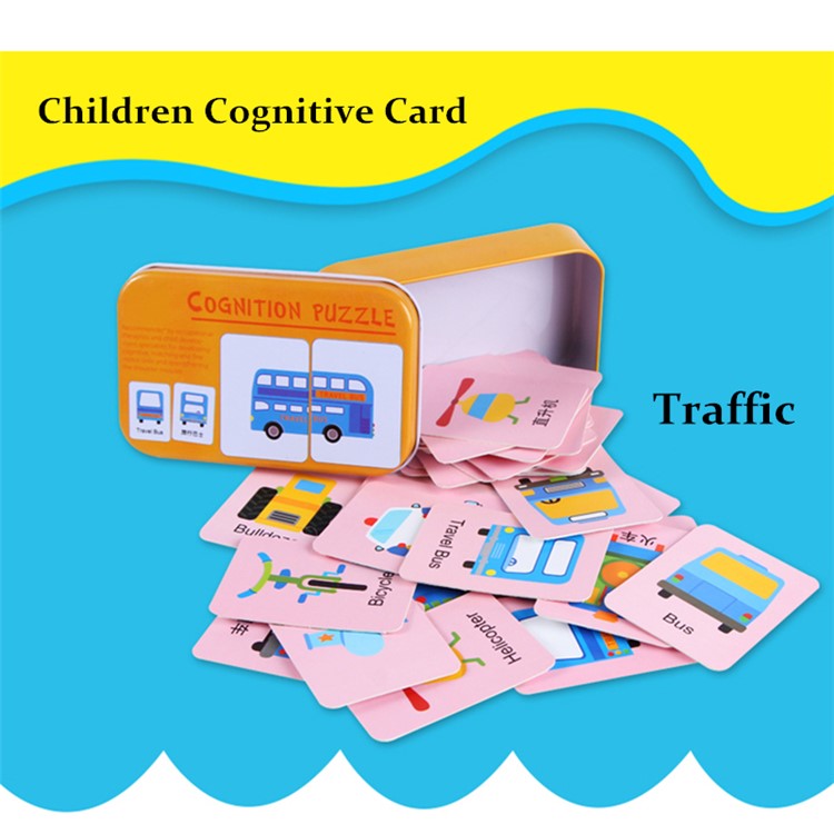 Baby Kids Cards Matching Game Cognitive Card Set Pair Puzzle Cognition Puzzle Toys Game Box - Vehicles-5