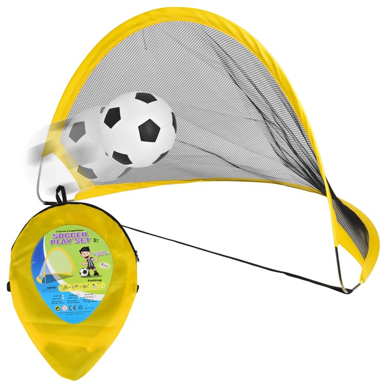 75cm Portable Two Folding Football Training Net Kicking Doors + Football + Inflatable Pump-10