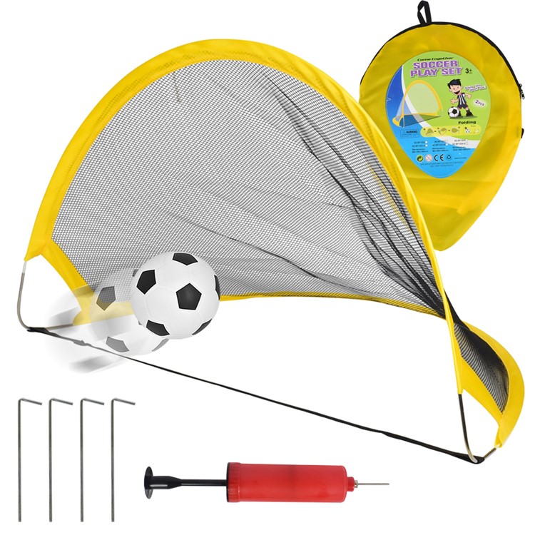 75cm Portable Two Folding Football Training Net Kicking Doors + Football + Inflatable Pump-3