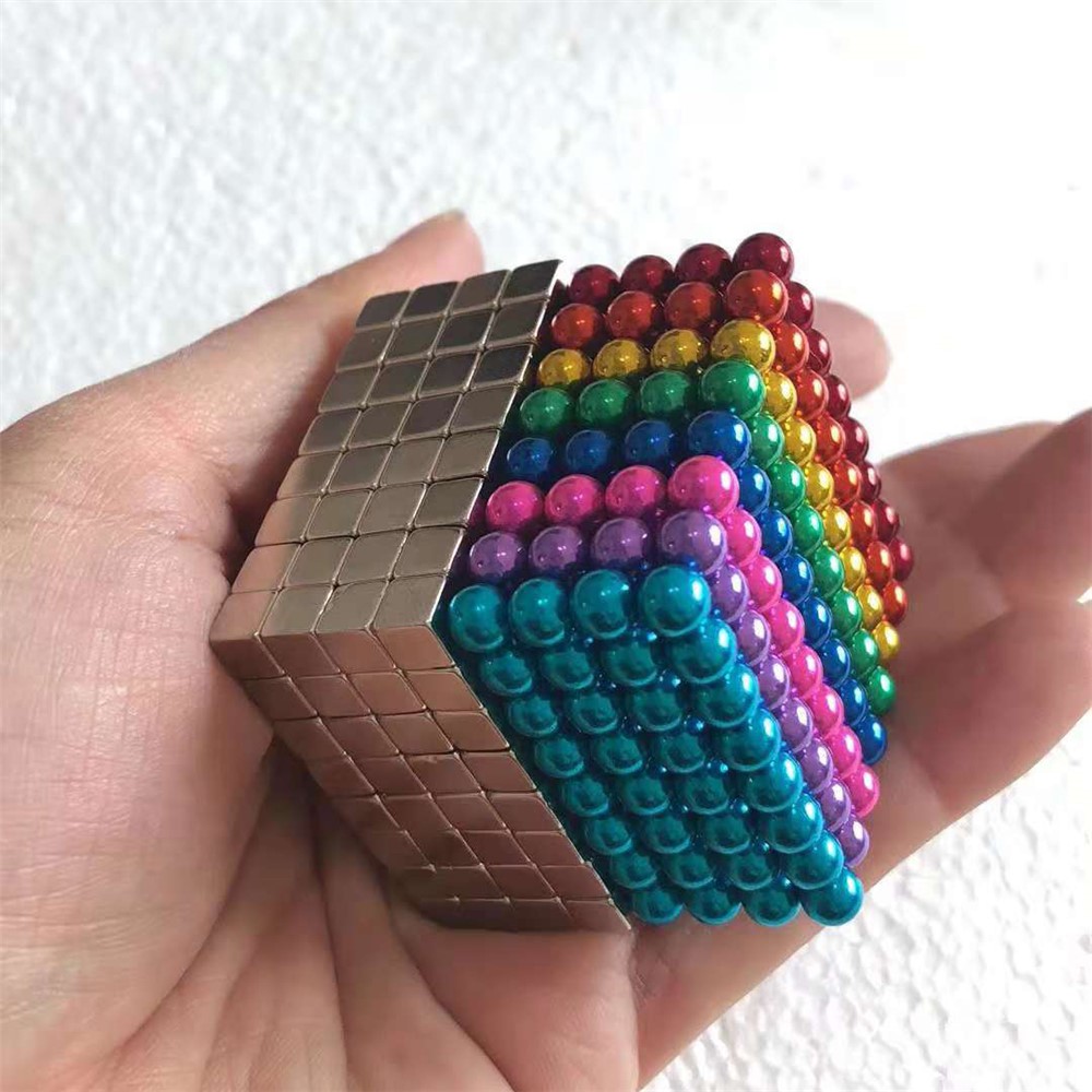 256 Stücke Bunte Magnetische Kugeln + 256 Stücke Silber Farbe Magische Würfel Kreative Magnet Spielzeug Baustein 5mm-1