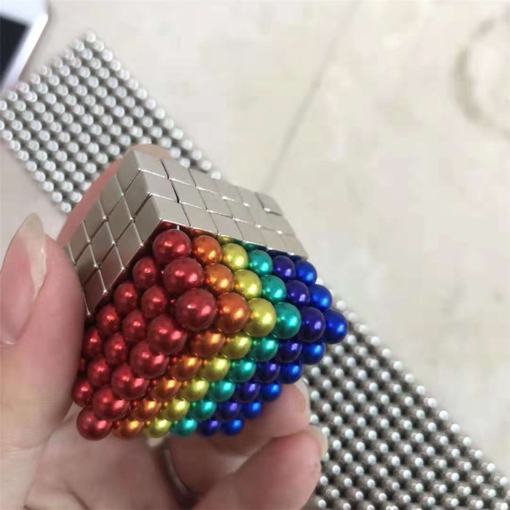 256 Stücke Bunte Magnetische Kugeln + 256 Stücke Silber Farbe Magische Würfel Kreative Magnet Spielzeug Baustein 5mm-7