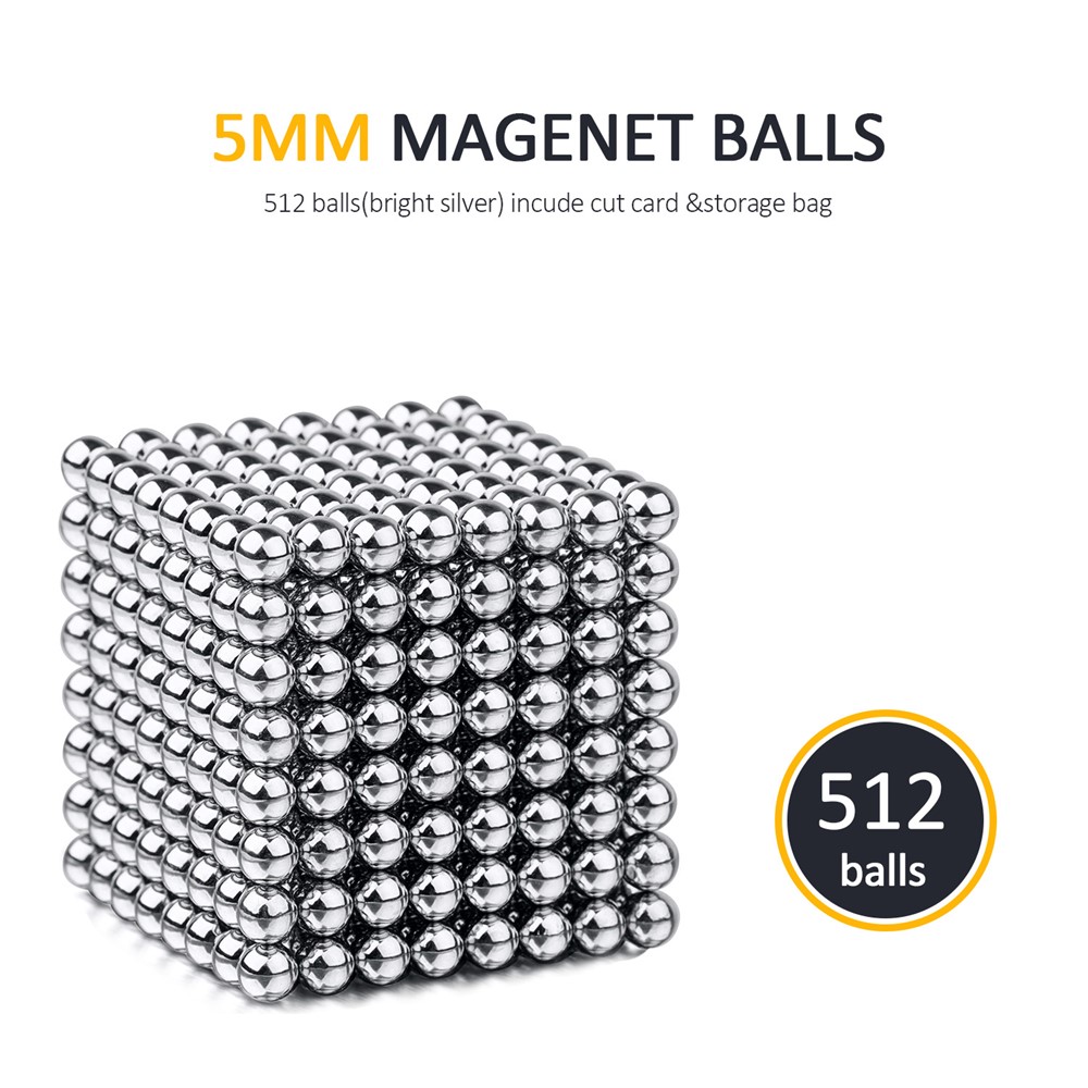 512 STÜCKE Silber Magnetische Kugel Baustein Kreative Magnet Spielzeug Puzzle 5mm Büro Dekoration Bälle-2