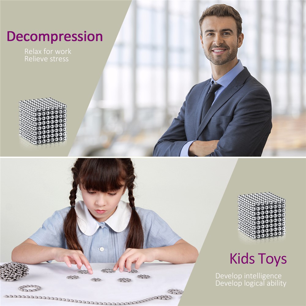 512 STÜCKE Silber Magnetische Kugel Baustein Kreative Magnet Spielzeug Puzzle 5mm Büro Dekoration Bälle-5